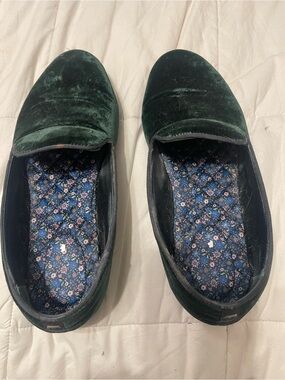 Women’s Birdies Velvet Slip-On Loafers in Dark Green